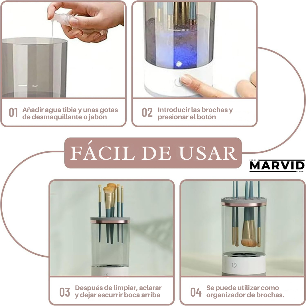 Limpiador de brochas de maquillaje eléctrico