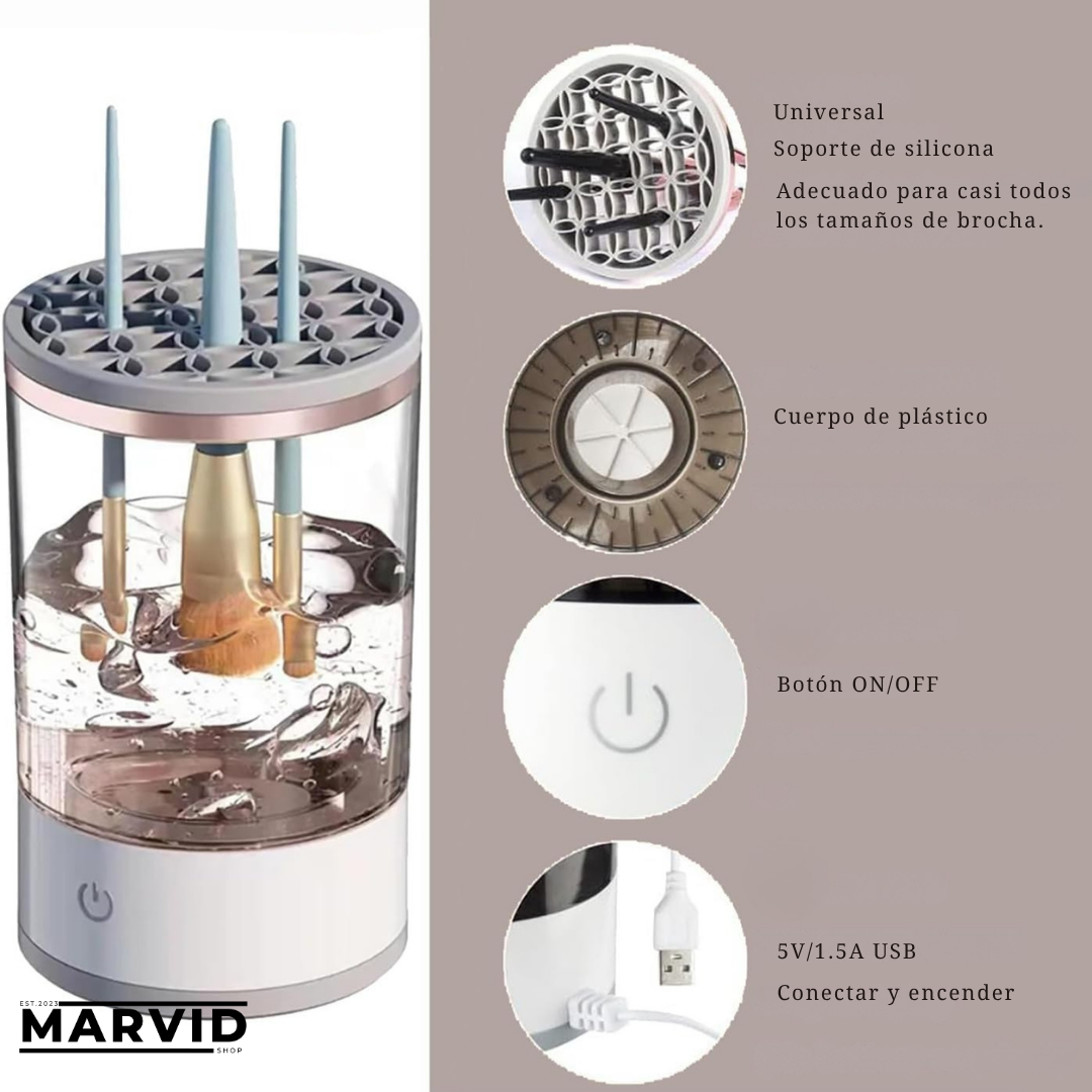 Limpiador de brochas de maquillaje eléctrico